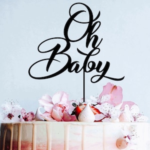 Oh baby cake topper, baby shower cake topper, gender reveal cake topper, boy or girl cake topper, cake topper, glitter cake topper