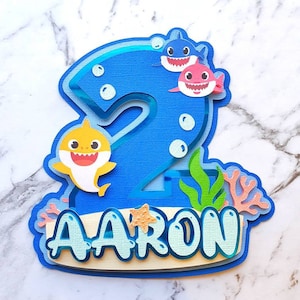 Baby Shark Cake Topper, Baby Shark Theme, Baby Shark Party Decorations, customisable cake topper