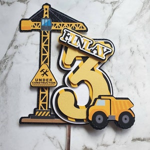 建設テーマのケーキトッパー、建設テーマの誕生日、カスタム建設