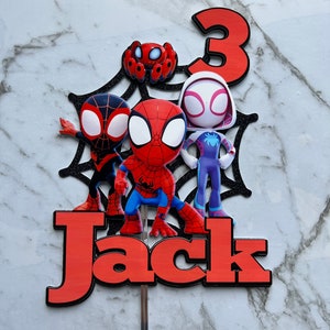 Custom Spidey and his amazing friends cake topper, spidey cake topper, custom made cake topper