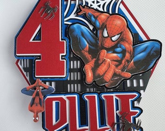 スパイダーマンテーマのケーキトッパー、スパイダーマン、ケーキトッパー、ケーキデコレーション、誕生日ケーキトッパー、イベントケーキトッパー、パーティーデコレーション