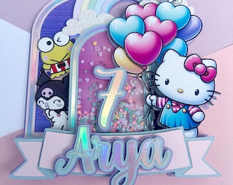 Custom Shaker Cake Topper, Kitty theme decorations, birthday decorations