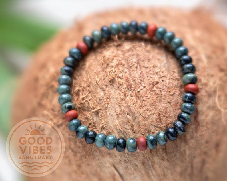Kambaba Jasper and Red Jasper Bracelet • Grounding Unisex Jewelry image 5