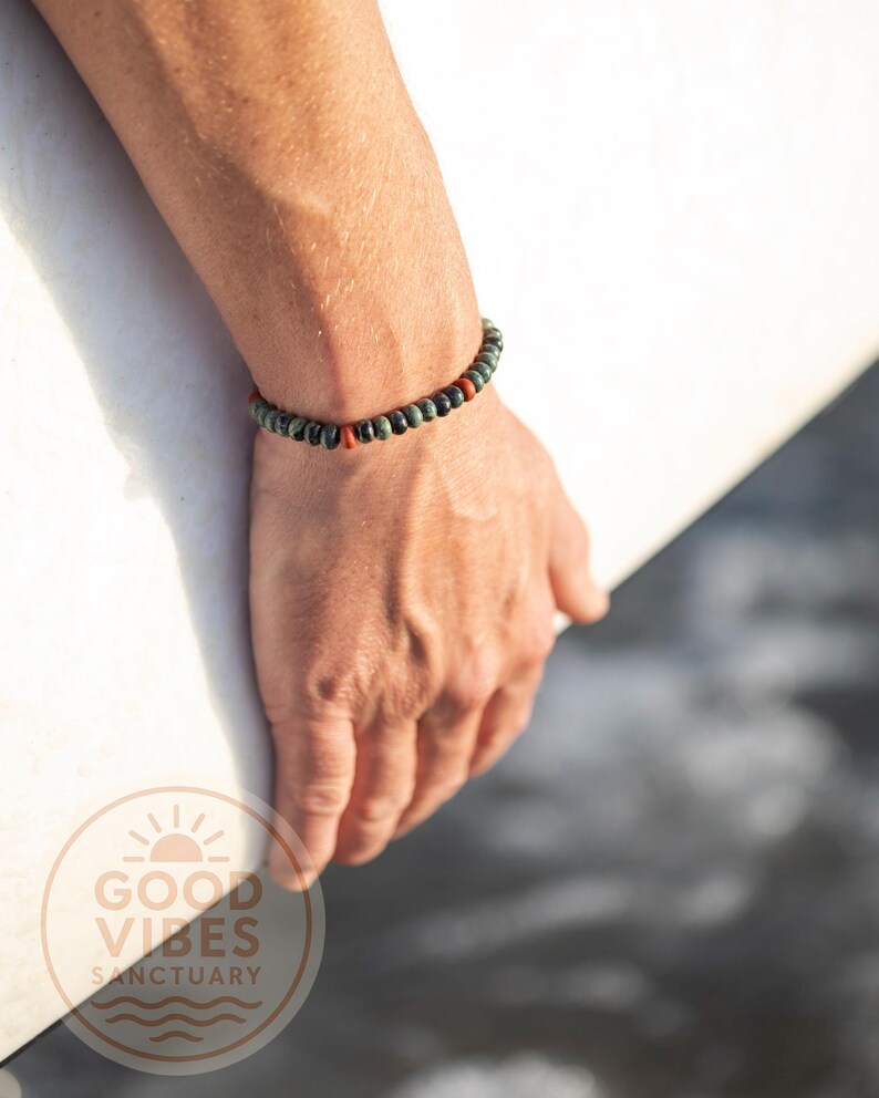 Kambaba Jasper and Red Jasper Bracelet • Grounding Unisex Jewelry image 2