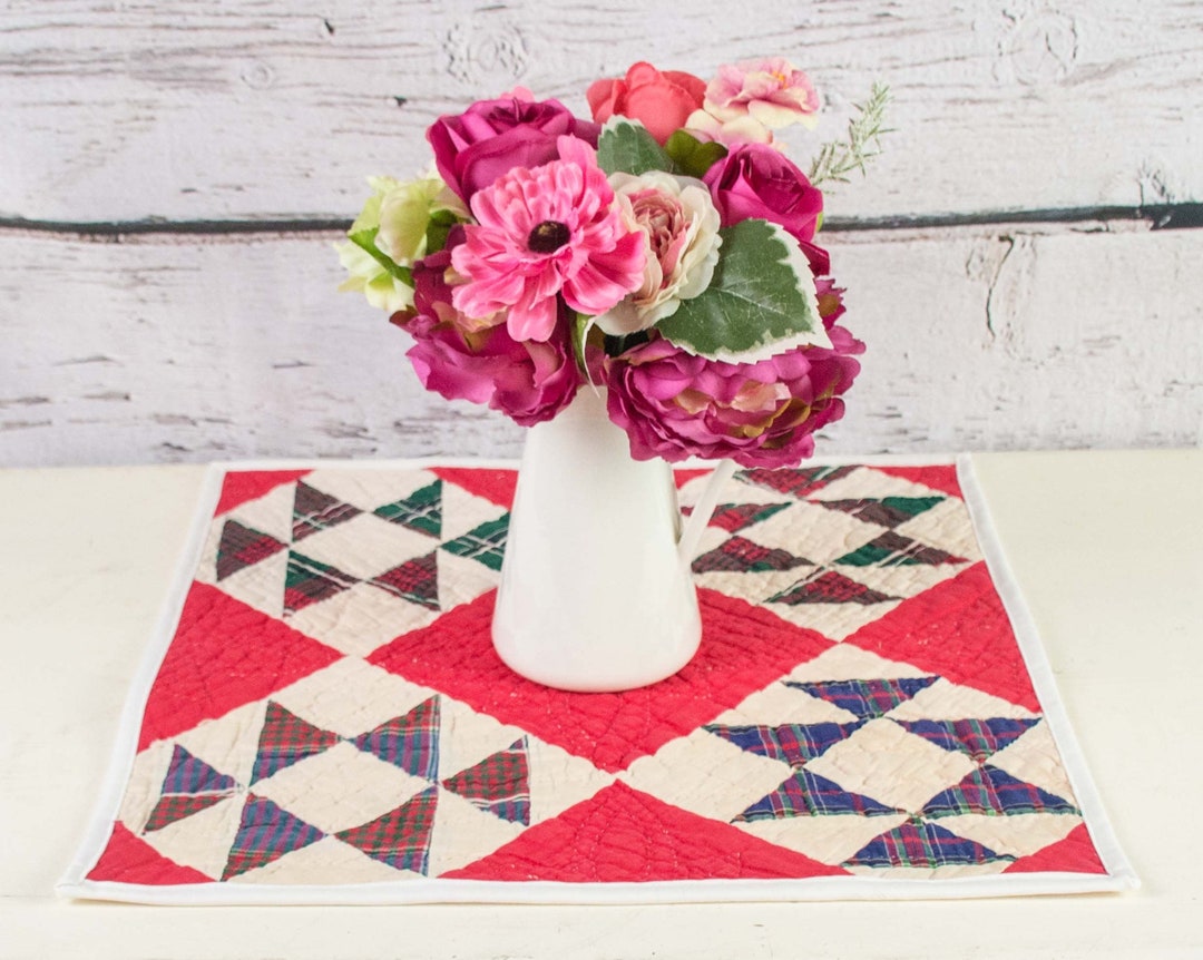 Antique Quilt Table Topper or Doll Quilt 16.5 Square Etsy