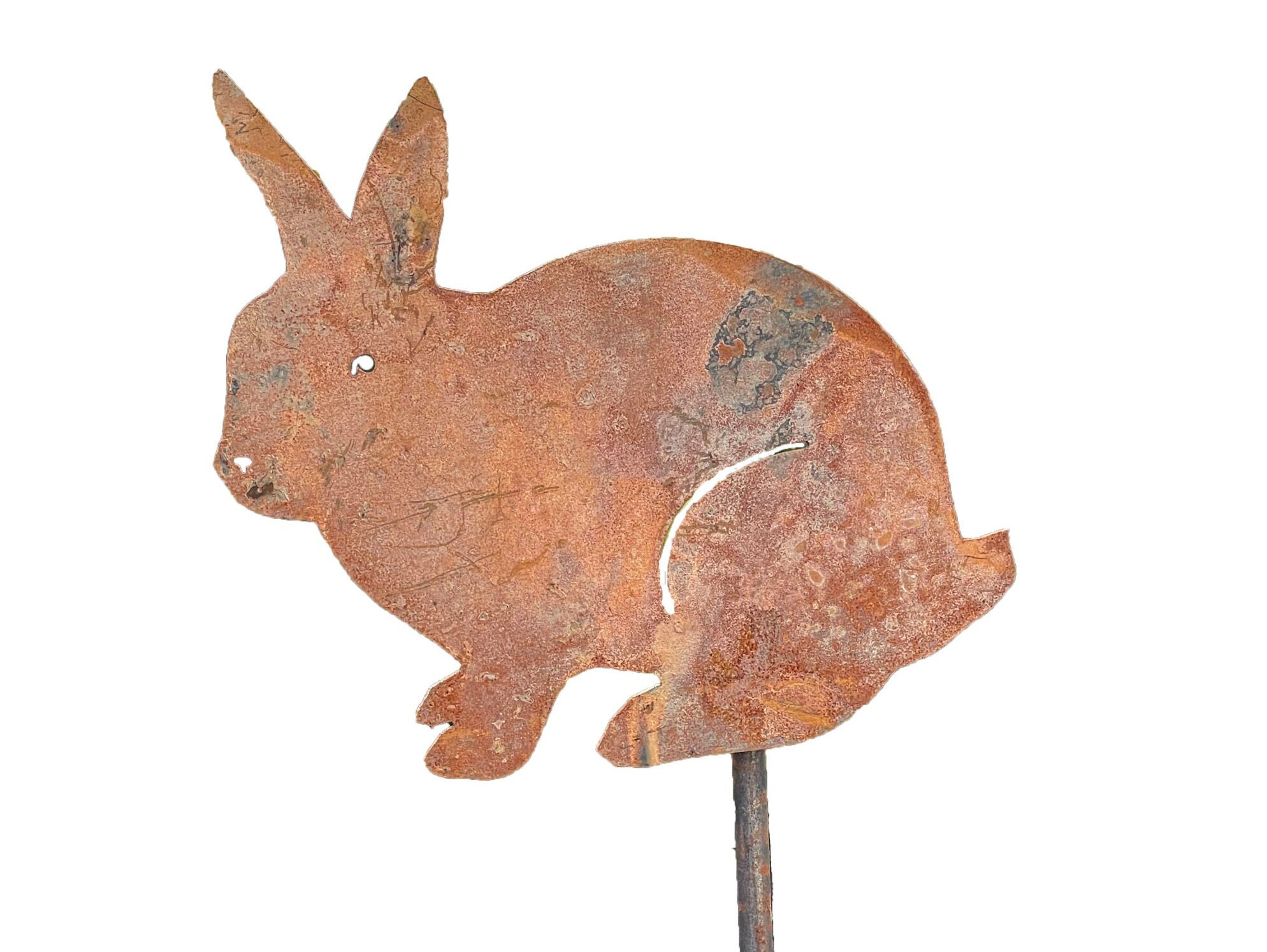 Bunny Garden Stake / Rusty Bunny Garden Decor / Rabbit Garden Pick ...
