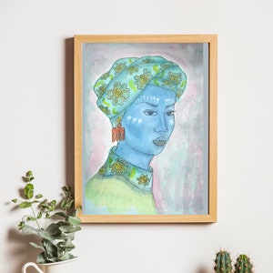 African Woman Watercolor Original Painting Collectible Art Black Woman Painting Original Artwork Original Black Art