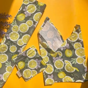 Lemons Dish Towel Set Summer Kitchen Decor Citrus Dish Towel, Summer lemon Dish Cloth Set Bread Bento Bag , Cotton Housewarming Gift