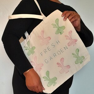 Tote Bag Garden Print  Vegetable Tote Bag Minimalist Tote Bag Handprinted Tote Bag