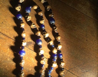 One Lot of 15 Antique Rare Large European Cobalt Color Glass Beads 24-27 mm