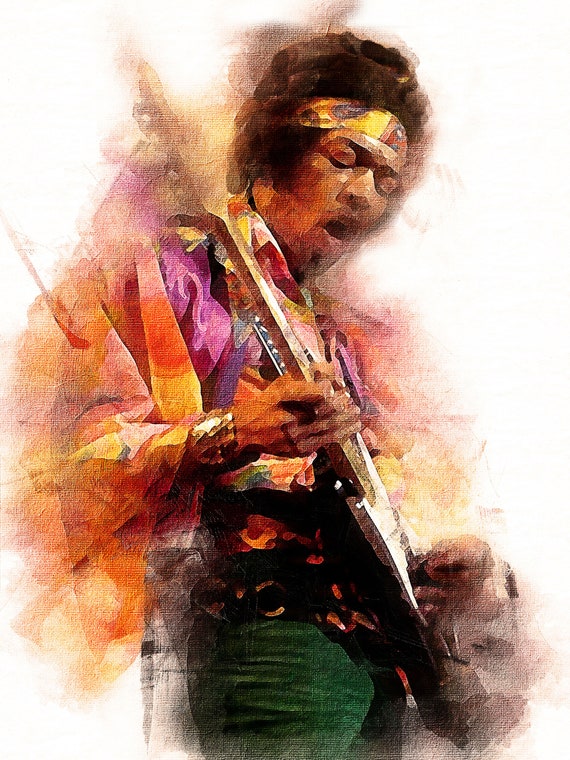 EXCLUSIVE A4 PRINT MUSIC /& GUITAR LEGEND JIMI HENDRIX SIGNED PRINTED