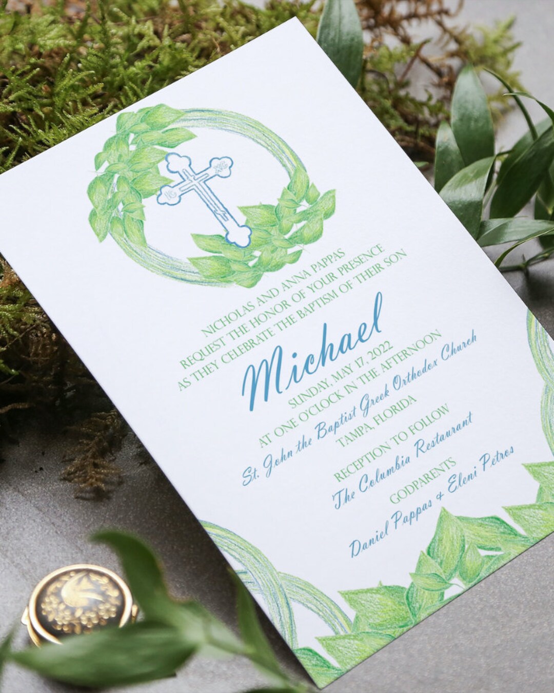 Orthodox Baptism Invitation Template Greek Orthodox Baptism Etsy