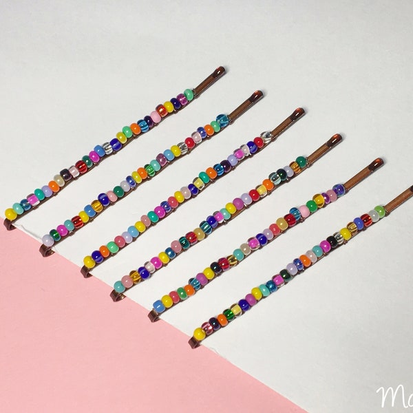 Assortiment de petites épingles à cheveux en perles multicolores amusantes, Pinces à cheveux décoratives multicolores amusantes