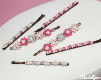 Flower beaded decorative bobby pins,