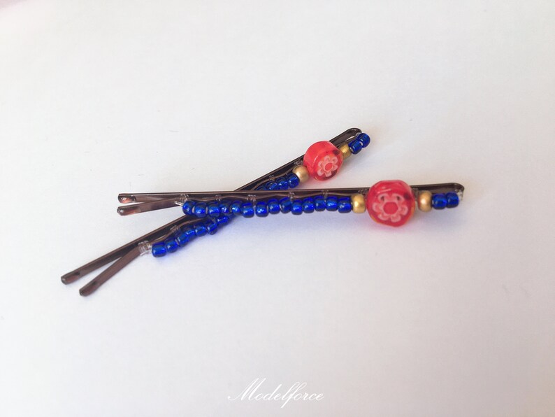 Flower beaded decorative bobby pins,