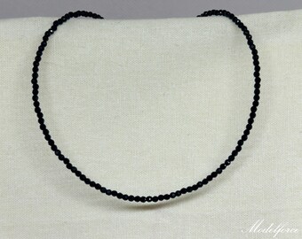 Small black beaded necklace, black crystal necklace, thin choker necklace, simple minimalist necklace, simple choker, black choker