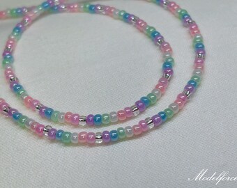 Pastel rainbow necklace, pastel beaded necklace, seed bead choker necklace, pastel rainbow choker, simple beaded necklace, rainbow lovers