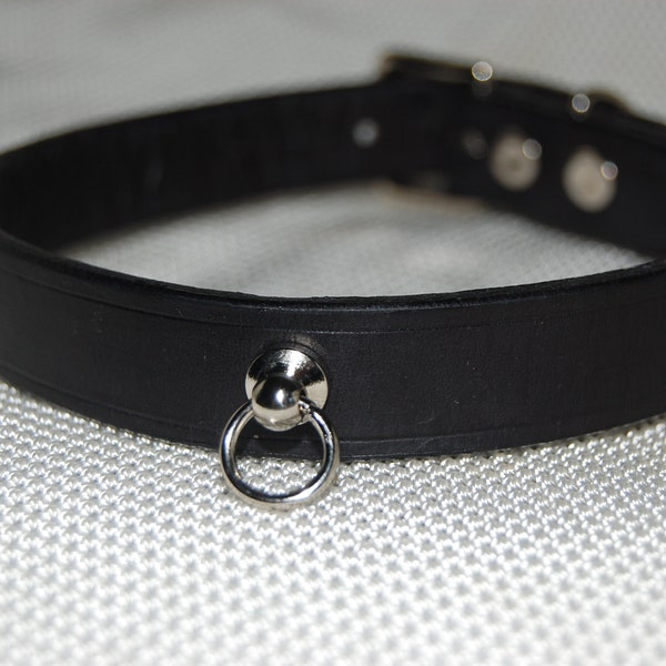 Gargantilla de cuero con anillo, collar BDSM