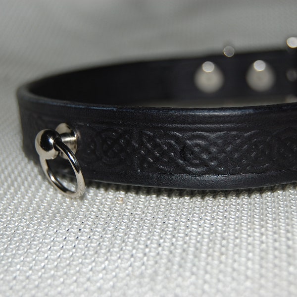 Collar de cuero artesanal BDSM para uso diario, gargantilla repujada