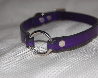 Handmade Leather O Ring Choker - 0.5 Inch Width