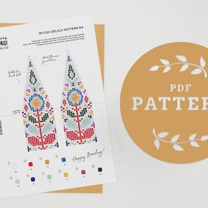 Mönster för örhängen med blompärlor och fransar i retro-stil (PDF-mönster)