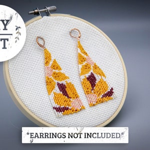 The Big Yellow Flowers DIY Kit | Handwoven Bead Fringe Earrings KIT| Floral Boho Pattern in Yellows, Pinks and White KIT