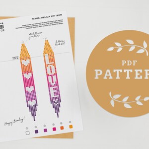 Patrón "LOVE" / Patrón de aretes con flecos de cuentas / Patrón rosa, amarillo y morado / Patrón solo en PDF