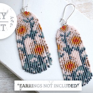 Handmade DIY Earrings Kit | Bead Fringe KIT | Floral Boho Pattern