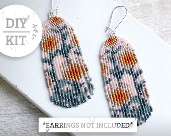 Handmade DIY Earrings Kit | Bead Fringe KIT | Floral Boho Pattern
