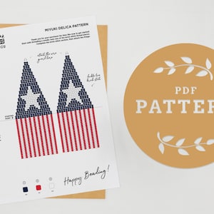 Americana Bead Fringe Earrings Pattern: American Flag (PDF Pattern)