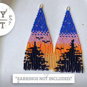 The Summer Dusk DIY Jewelry Kit | Bead Fringe Earrings KIT| Pattern in Navy Blue, Orange and Purple | KIT with Instructions and Supplies