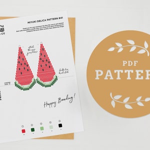 Watermelon Bead Fringe Earrings Pattern: Miyuki Delica (PDF Pattern)