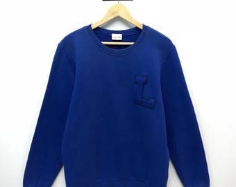 Rare!!! Vintage Lacoste Sweatshirt Big Logo Embroidery Spell Out Pullover Jumper Sweater M Size