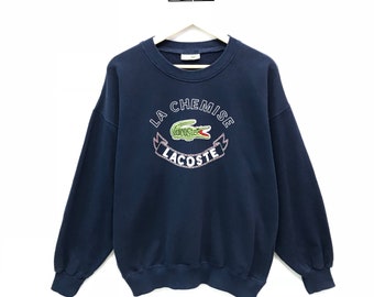 Rare!!! Vintage Lacoste Sweatshirt Chemise Lacoste Big Logo Spell Out Embroidery Pullover Jumper Sweater Size L
