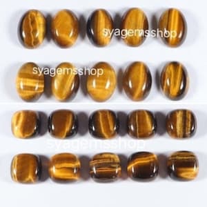 Natural Tiger Eye Gemstone, Rare Tiger Eye Cabochon, Best Quality, Oval and Cushion Shape, Tiger Eye Smooth Cabs Gemstone For Rings Jewelry