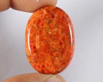 Natural Orange Copper Turquoise Gemstone 35x25x6.5 mm 1 Pcs Orange Mohave Cabochon Turquoise Jewelry Making Cabochon- OT276 Oval Shape