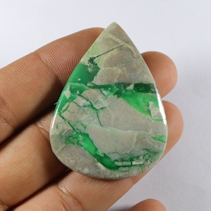 Big Pear Of Variscite Cabochon, Natural Variscite Gemstone, Variscite Loose Stone For Pendent, Top Quality Variscite Cabochon, 50x37x5 mm