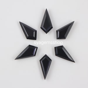 Amazing Faceted Kite Black Onyx Gemstone, Natural Black Onyx Gemstone, Both Side Cut,AAA Quality, Kite Shape,Onyx Tablet Cut,6 Pcs, 20x10 mm