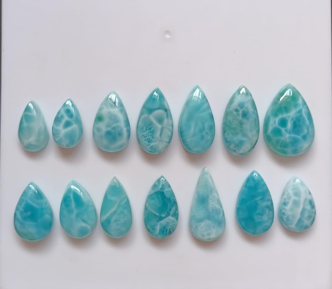 Pietra Preziosa Sciolta Cabochon Forma Ovale Larimar 100% Naturale 24