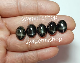 Super Fine Natural Black Star Diopside 4 Rays Oval Shape Calibrated Loose Gemstone Jewelry Cabochons Black Star, 6x8 7x9 8x10 10x14 mm Cabs