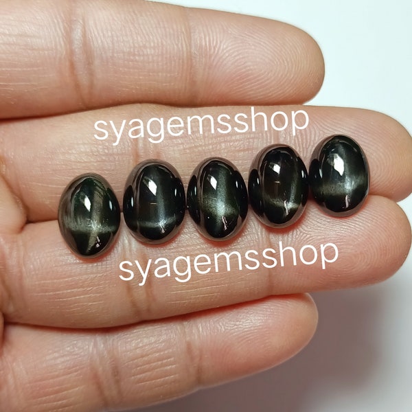 Super Fine Natural Black Star Diopside 4 Rays Oval Shape Calibrated Loose Gemstone Jewelry Cabochons Black Star, 6x8 7x9 8x10 10x14 mm Cabs