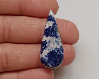 Awesome Sodalite Pear Cabochon, Natural Sodalite Gemstone, Pear Shape, 37x15x5 mm Sodalite Cabochon For Making Rings Jewelry Cabochon
