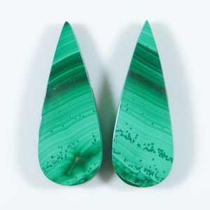 1 Match Pair Malachite Cabochon, Natural Malachite Loose Gemstone, Designer Pear Shape, 28x11 mm, AAA Quality, Rare Malachite Gemstone