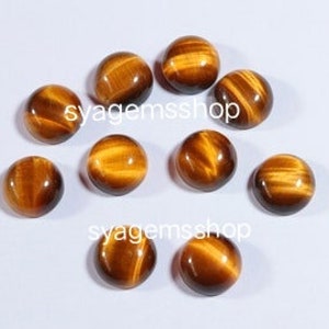 Tiger Eye Cabochon, Finest Quality, Natural Tiger Eye Gemstone, Round Shape, Smooth Gemstone, Calibrated Size, Jewelry Making Use, TE847