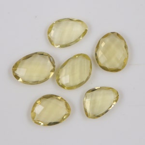 6 Pcs, Lemon Quartz Faceted Gemstone, 13X9 mm Approx, Fancy Unshape Talpe,Lemon Quartz Checker Cut Loose Talpe,AAA Grade,Natural Lemon Topaz