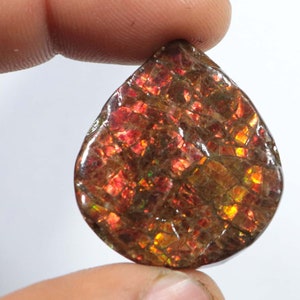 Natural Ammolite Loose Gemstone, Amazing Ammolite Gemstone, AAA+ Quality, Pear Shape, Jewelry Making, Ammolite Multi Flashy, 1 Pcs, 31x28 mm
