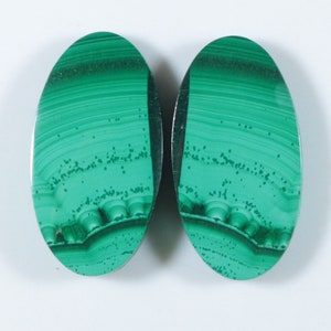 1 Match Pair Malachite Cabochon, Natural Malachite Loose Gemstone, Designer Oval Shape, 25x14 mm, AAA Quality, Rare Malachite Gemstone