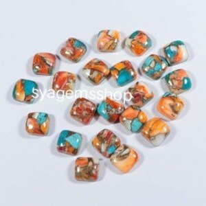 Spiny Oyster Copper Turquoise Cabochon, Natural Turquoise Gemstone, Super Quality, Cushion Oyster Copper Turquoise Gemstone Making Jewelry