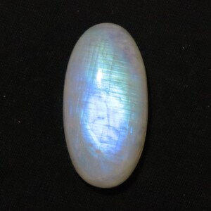 Natural Rainbow Moonstone Cabochon, Blue Fire Flashy, 28x14x8 mm, Oval AAA Quality White Rainbow, Moonstone Gemstone For Ring Jewelry RM854