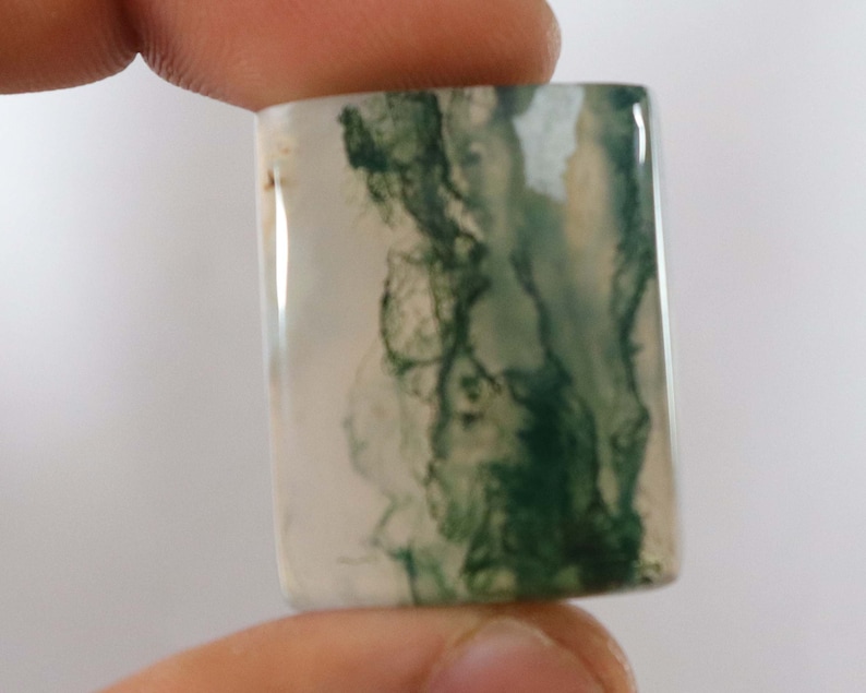 Green Moss Agate Cabochon Moss Agate Pendant Cabochon 1 Pcs 28x22x8 mm Natural Green Moss Agate Gemstone Octagon Shape Jewelry making